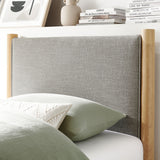 Dahlia Twin Size Fabric Upholstered Platform Bed in Wheat Oak