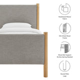Dahlia Twin Size Fabric Upholstered Platform Bed in Wheat Oak