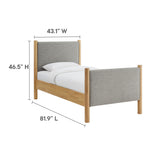 Dahlia Twin Size Fabric Upholstered Platform Bed in Wheat Oak