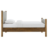 Dahlia Twin Size Fabric Upholstered Platform Bed in Wheat Walnut