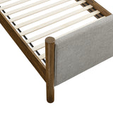 Dahlia Twin Size Fabric Upholstered Platform Bed in Wheat Walnut