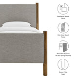 Dahlia Twin Size Fabric Upholstered Platform Bed in Wheat Walnut