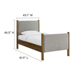 Dahlia Twin Size Fabric Upholstered Platform Bed in Wheat Walnut