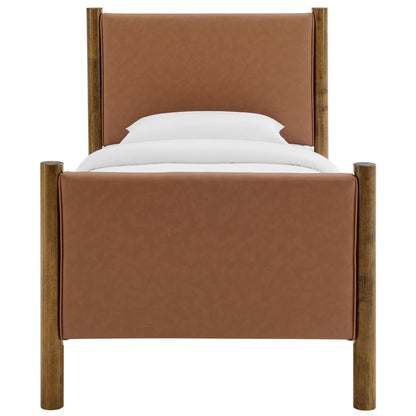 Maven Twin Size Vegan Leather Upholstered Platform Bed by Furniture For America