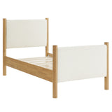 Dahlia Twin Size Boucle Upholstered Platform Bed in Feather Oak