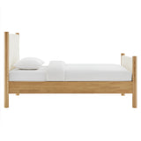 Dahlia Twin Size Boucle Upholstered Platform Bed in Feather Oak
