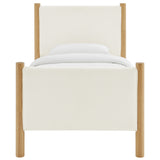 Dahlia Twin Size Boucle Upholstered Platform Bed in Feather Oak