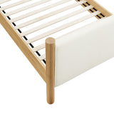 Dahlia Twin Size Boucle Upholstered Platform Bed in Feather Oak