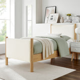 Dahlia Twin Size Boucle Upholstered Platform Bed in Feather Oak