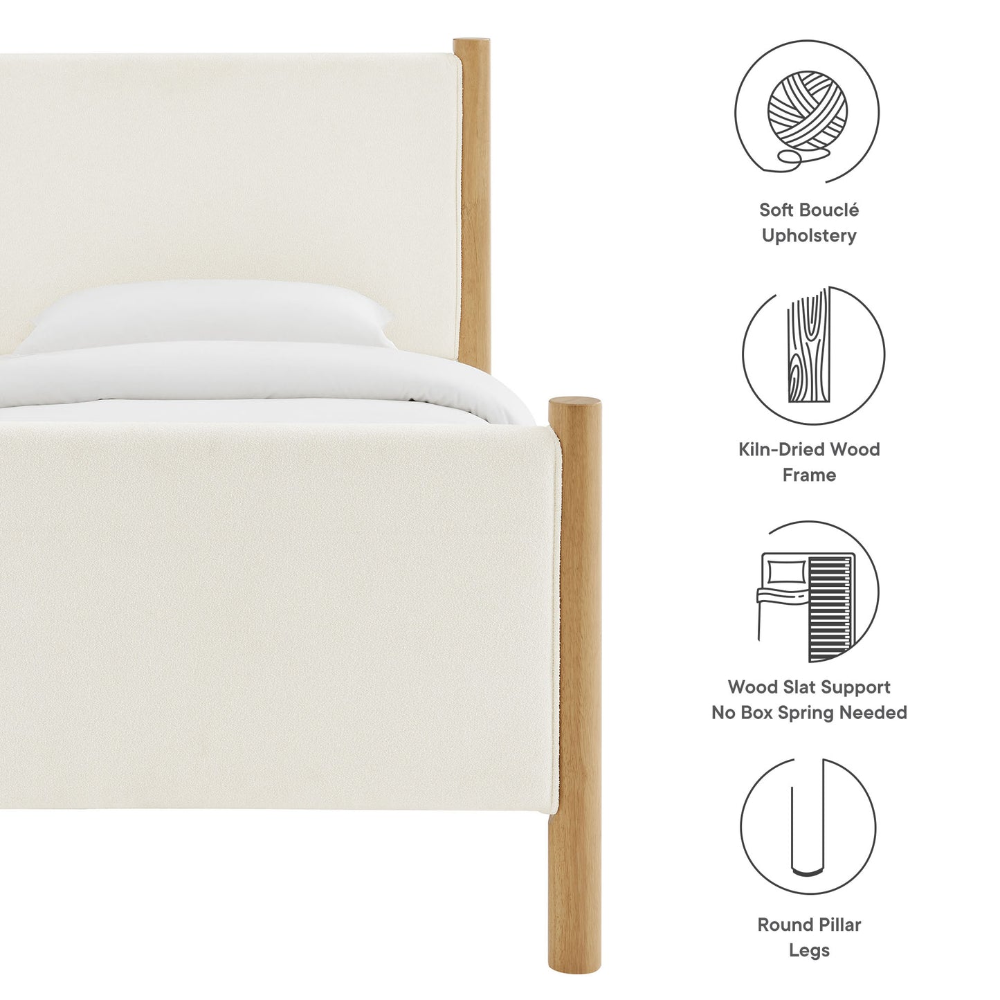 Maven Twin Size Boucle Upholstered Platform Bed by Furniture For America