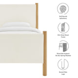 Dahlia Twin Size Boucle Upholstered Platform Bed in Feather Oak