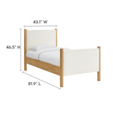 Dahlia Twin Size Boucle Upholstered Platform Bed in Feather Oak