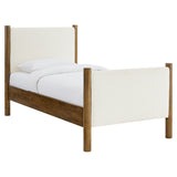 Dahlia Twin Size Boucle Upholstered Platform Bed in Feather Walnut