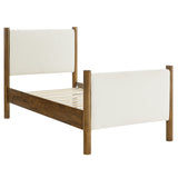Dahlia Twin Size Boucle Upholstered Platform Bed in Feather Walnut