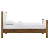 Dahlia Twin Size Boucle Upholstered Platform Bed in Feather Walnut