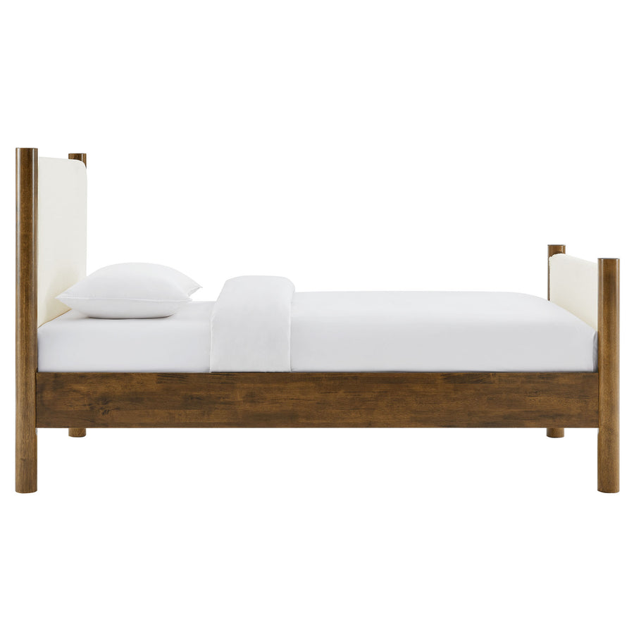 Dahlia Twin Size Boucle Upholstered Platform Bed in Feather Walnut