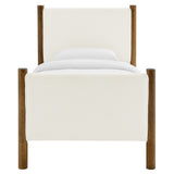 Dahlia Twin Size Boucle Upholstered Platform Bed in Feather Walnut