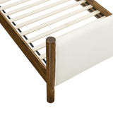 Dahlia Twin Size Boucle Upholstered Platform Bed in Feather Walnut