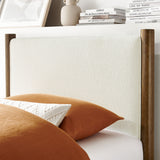 Dahlia Twin Size Boucle Upholstered Platform Bed in Feather Walnut