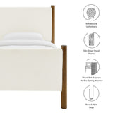 Dahlia Twin Size Boucle Upholstered Platform Bed in Feather Walnut