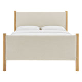 Dahlia Full Size Fabric Upholstered Platform Bed in Ivory Oak