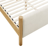 Dahlia Full Size Fabric Upholstered Platform Bed in Ivory Oak