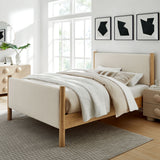 Dahlia Full Size Fabric Upholstered Platform Bed in Ivory Oak