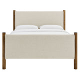 Dahlia Full Size Fabric Upholstered Platform Bed in Ivory Walnut