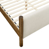Dahlia Full Size Fabric Upholstered Platform Bed in Ivory Walnut