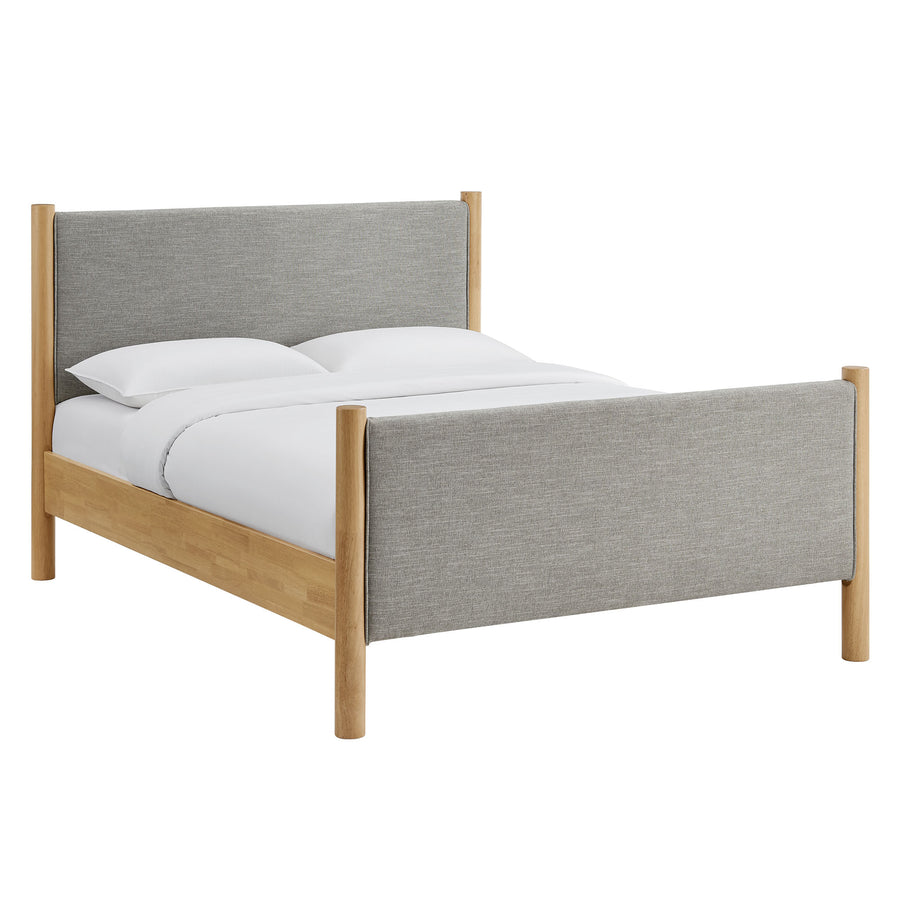 Dahlia Full Size Fabric Upholstered Platform Bed in Wheat Oak