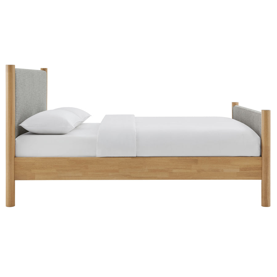 Dahlia Full Size Fabric Upholstered Platform Bed in Wheat Oak