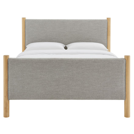 Maven Full Size Fabric Upholstered Platform Bed in Wheat Oak