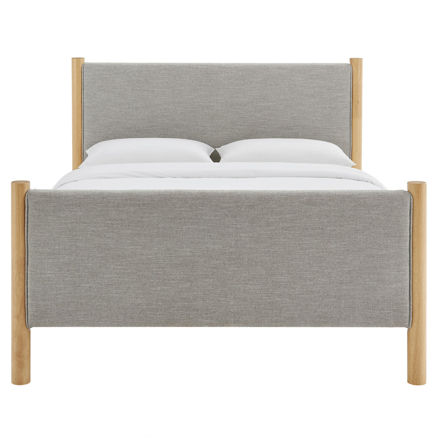 Dahlia Full Size Fabric Upholstered Platform Bed in Wheat Oak