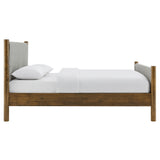 Dahlia Full Size Fabric Upholstered Platform Bed in Wheat Walnut