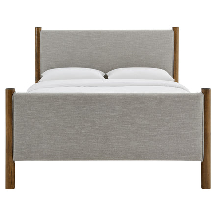 Maven Full Size Fabric Upholstered Platform Bed in Wheat Walnut