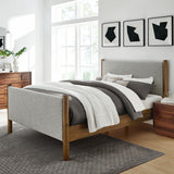 Dahlia Full Size Fabric Upholstered Platform Bed in Wheat Walnut