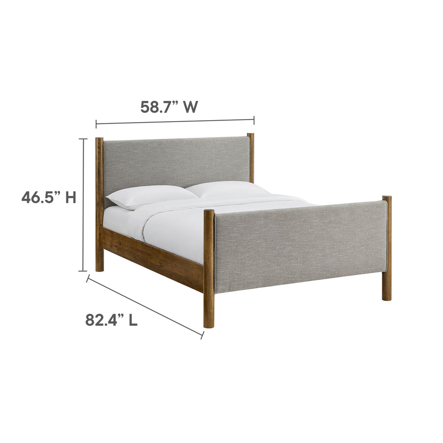 Dahlia Full Size Fabric Upholstered Platform Bed in Wheat Walnut