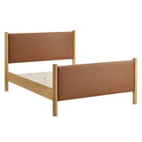 Dahlia Full Size Vegan Leather Upholstered Platform Bed in Tan Oak