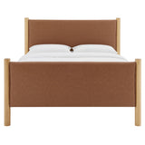 Dahlia Full Size Vegan Leather Upholstered Platform Bed in Tan Oak