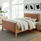 Dahlia Full Size Vegan Leather Upholstered Platform Bed in Tan Oak