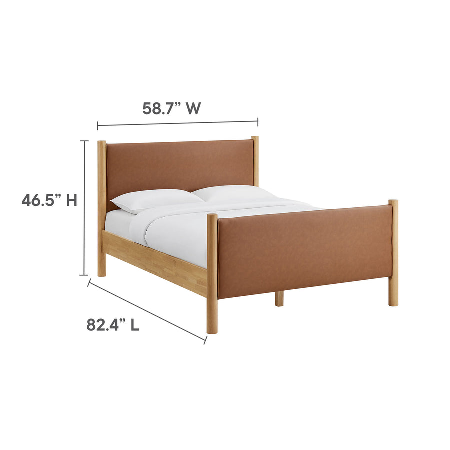 Dahlia Full Size Vegan Leather Upholstered Platform Bed in Tan Oak