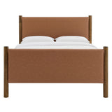 Dahlia Full Size Vegan Leather Upholstered Platform Bed in Tan Walnut