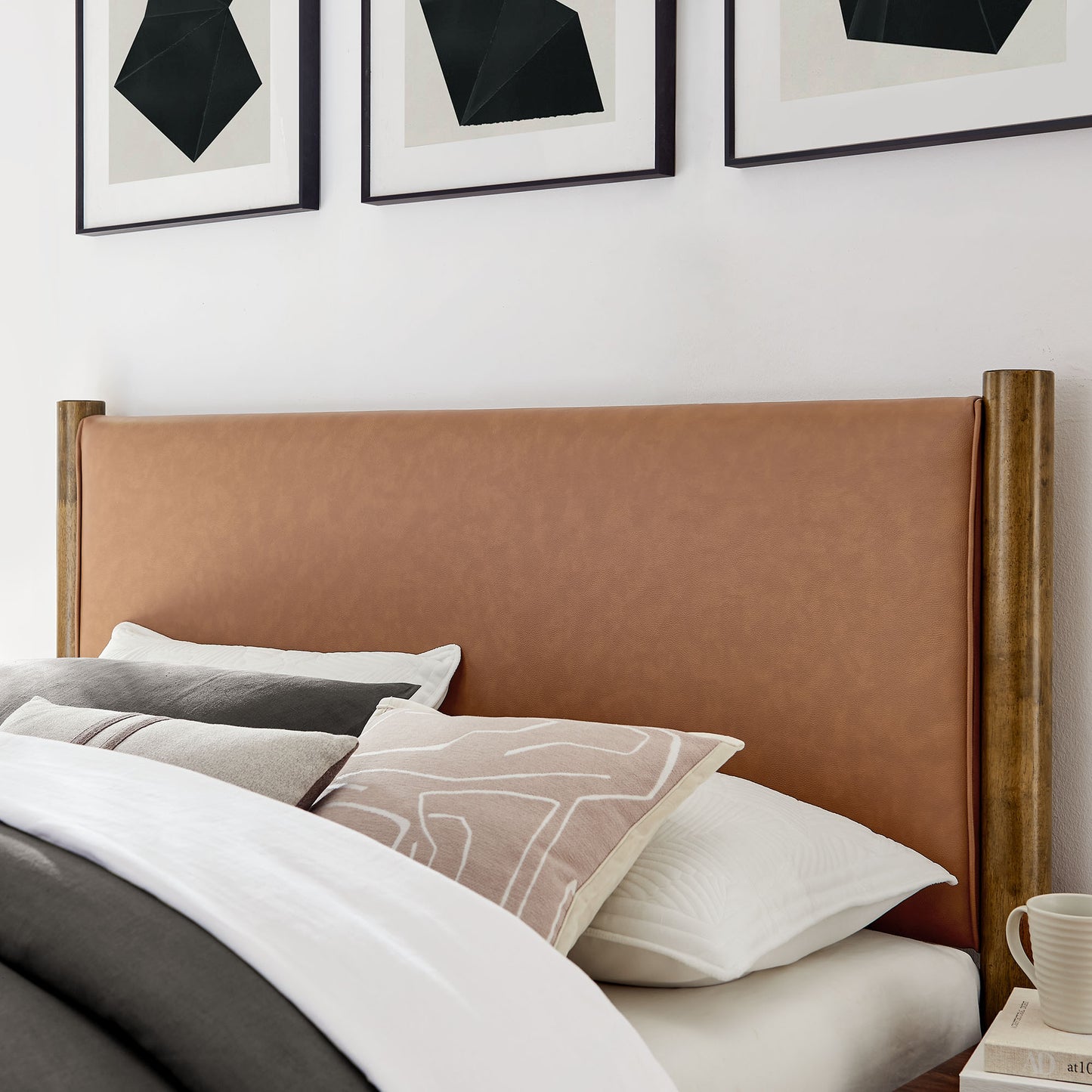 Maven Full Size Vegan Leather Upholstered Platform Bed by Furniture For America