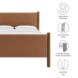 Dahlia Full Size Vegan Leather Upholstered Platform Bed in Tan Walnut