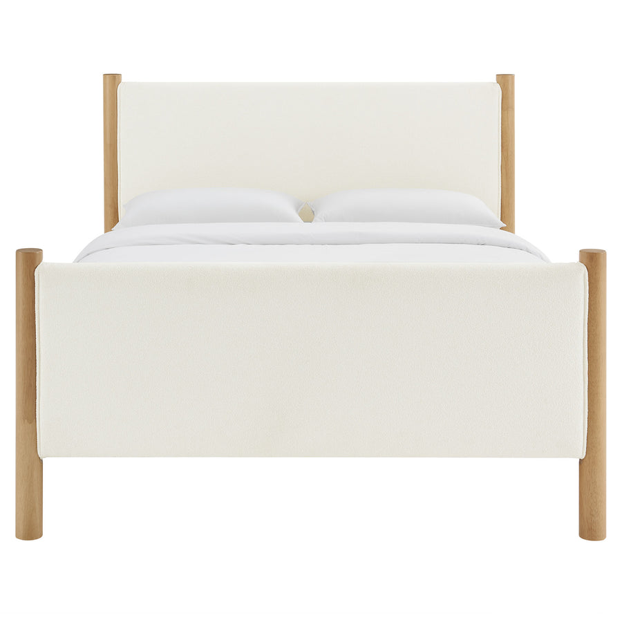 Dahlia Full Size Boucle Upholstered Platform Bed in Feather Oak