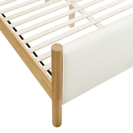Maven Full Size Boucle Upholstered Platform Bed in Feather Oak