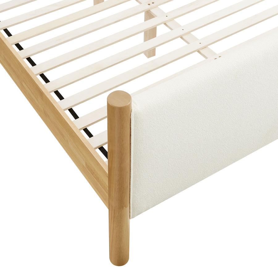 Dahlia Full Size Boucle Upholstered Platform Bed in Feather Oak