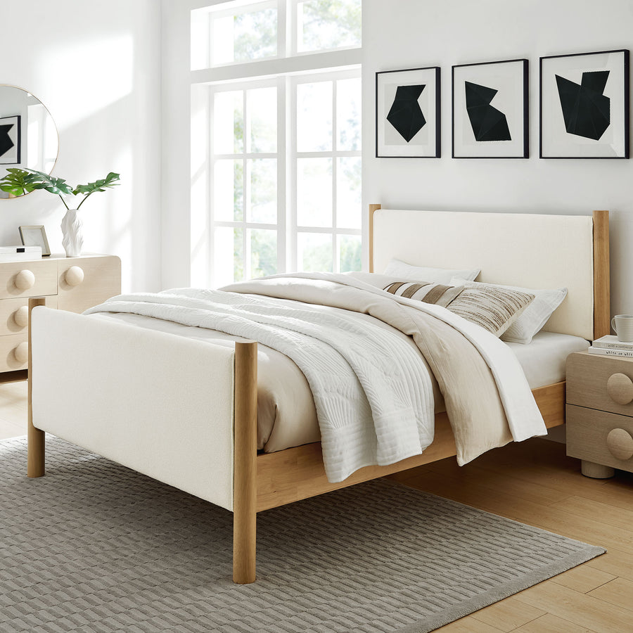 Dahlia Full Size Boucle Upholstered Platform Bed in Feather Oak