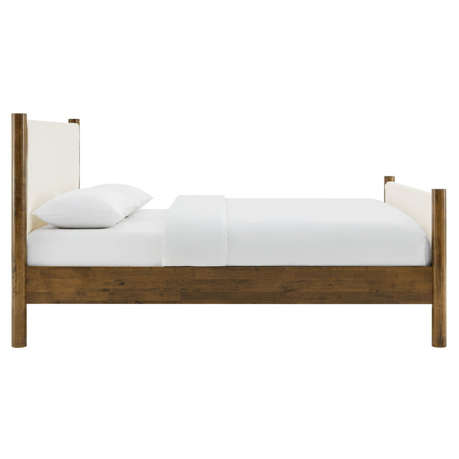 Dahlia Full Size Boucle Upholstered Platform Bed in Feather Walnut