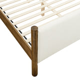 Dahlia Full Size Boucle Upholstered Platform Bed in Feather Walnut
